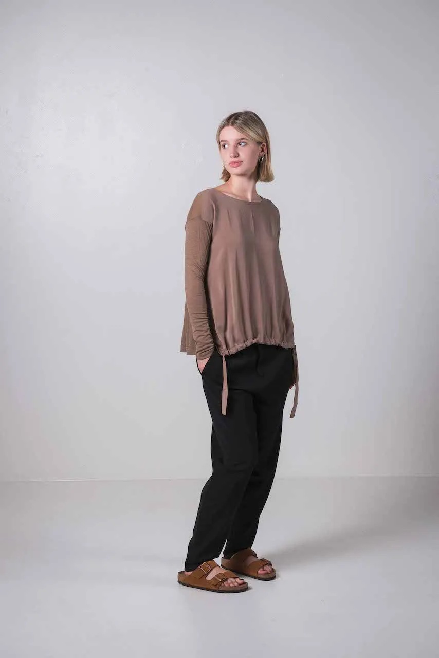 Transit Par Such Caramel Drawstring Top