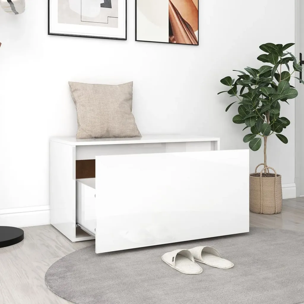 vidaXL Hall Bench 80x40x45 cm High Gloss White Engineered Wood