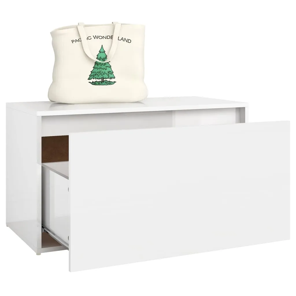 vidaXL Hall Bench 80x40x45 cm High Gloss White Engineered Wood