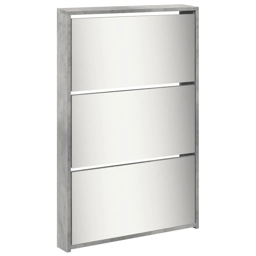 vidaXL Shoe Cabinet with Mirror 5-Layer Concrete Grey 63x17x169.5 cm