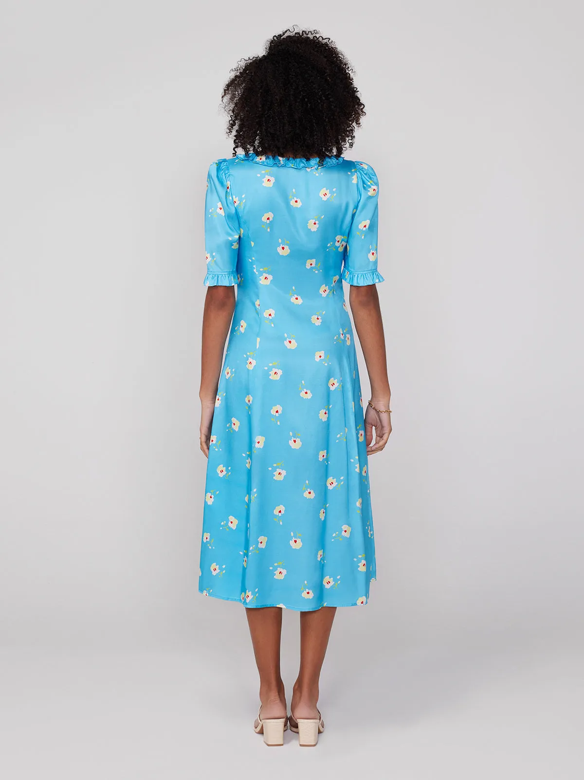 Violette Blue Pansy Print Dress