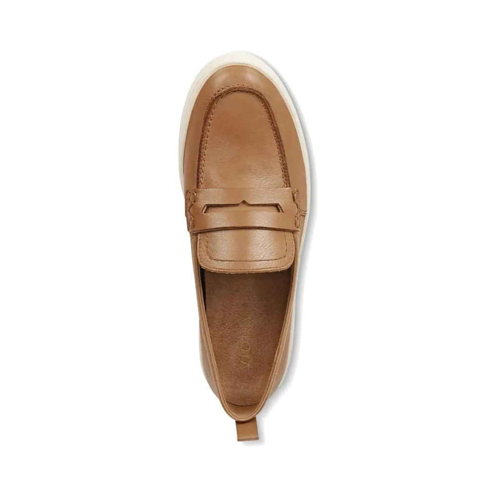 Vionic Women's Uptown Smooth Leather Loafer in Camel