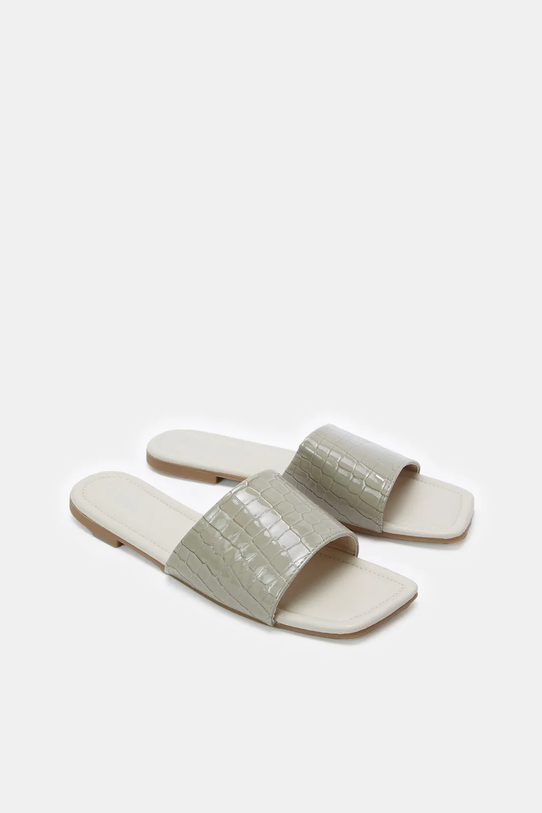 Women Taupe Croc Mule