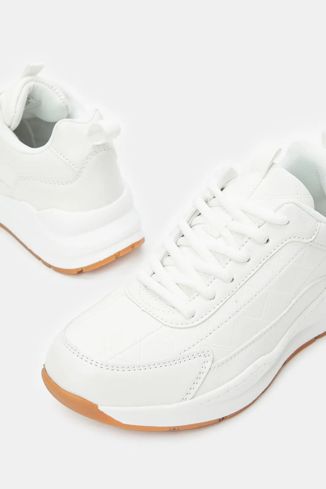 Women White Embossed Sneaker