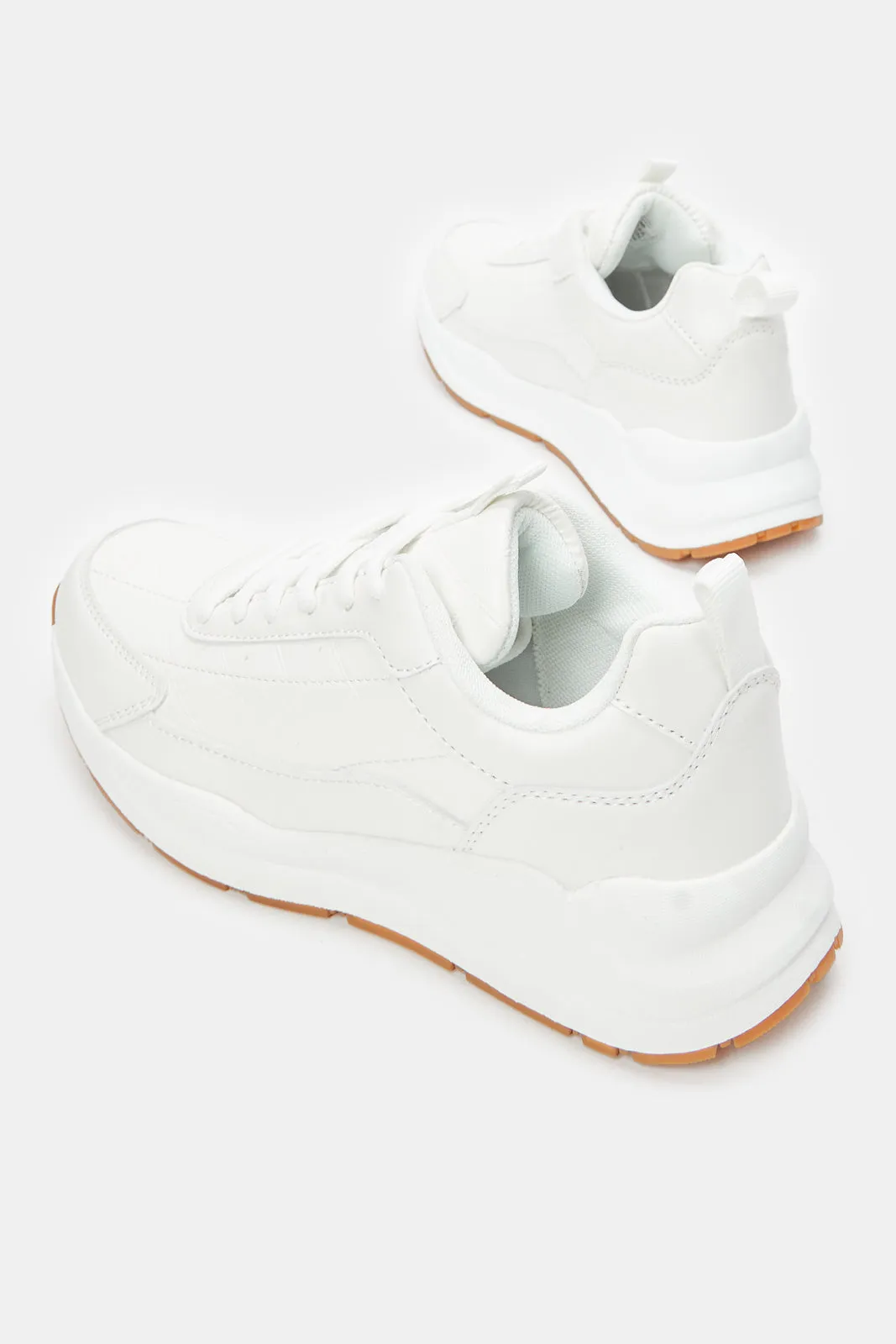 Women White Embossed Sneaker