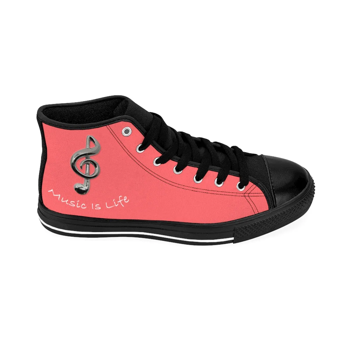 Women's  Music Is Life (Coral) High-top Sneakers