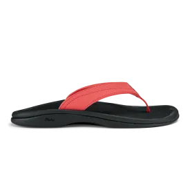 Women's Olukai ‘Ohana Beach Sandal Color: Hot Coral / Black